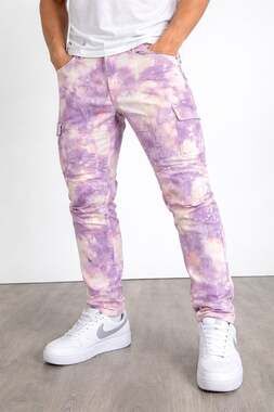Mid Rise Cargo Jean - Purple Tie Dye 34x32